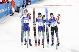 08.02.2022, Beijing, China (CHN): Maja Dahlqvist (SWE), Jessie Diggins (USA), Jonna Sundling (SWE), (l-r)  - XXIV. Olympic Winter Games Beijing 2022, cross-country, individual sprint, Beijing (CHN). www.nordicfocus.com. © Modica/NordicFocus. Every downloaded picture is fee-liable.