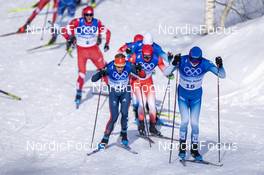 19.02.2022, Beijing, China (CHN): Maurice Manificat (FRA), Andrew Musgrave (GBR), (l-r)  - XXIV. Olympic Winter Games Beijing 2022, cross-country, mass men, Beijing (CHN). www.nordicfocus.com. © Thibaut/NordicFocus. Every downloaded picture is fee-liable.