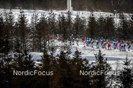 19.02.2022, Beijing, China (CHN): The whole group of athletes after the start   - XXIV. Olympic Winter Games Beijing 2022, cross-country, mass men, Beijing (CHN). www.nordicfocus.com. © Modica/NordicFocus. Every downloaded picture is fee-liable.