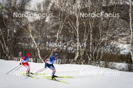 19.02.2022, Beijing, China (CHN): Hans Christer Holund (NOR), Friedrich Moch (GER), (l-r)  - XXIV. Olympic Winter Games Beijing 2022, cross-country, mass men, Beijing (CHN). www.nordicfocus.com. © Thibaut/NordicFocus. Every downloaded picture is fee-liable.