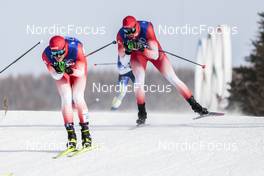 19.02.2022, Beijing, China (CHN): Roman Furger (SUI), Dario Cologna (SUI), (l-r) - XXIV. Olympic Winter Games Beijing 2022, cross-country, mass men, Beijing (CHN). www.nordicfocus.com. © Modica/NordicFocus. Every downloaded picture is fee-liable.