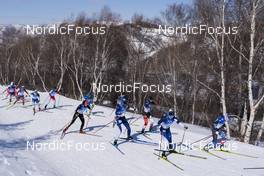 20.02.2022, Beijing, China (CHN): Novie Mccabe (USA), Cendrine Browne (CAN), Pia Fink (GER), (l-r)  - XXIV. Olympic Winter Games Beijing 2022, cross-country, mass women, Beijing (CHN). www.nordicfocus.com. © Thibaut/NordicFocus. Every downloaded picture is fee-liable.