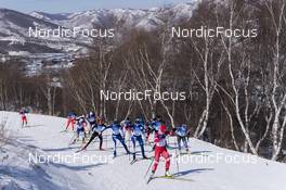 20.02.2022, Beijing, China (CHN): Natalia Nepryaeva (ROC), Novie Mccabe (USA), Cendrine Browne (CAN), Pia Fink (GER), (l-r)  - XXIV. Olympic Winter Games Beijing 2022, cross-country, mass women, Beijing (CHN). www.nordicfocus.com. © Thibaut/NordicFocus. Every downloaded picture is fee-liable.