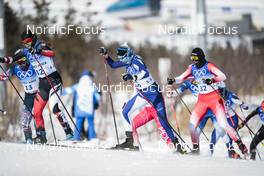 20.02.2022, Beijing, China (CHN): Cendrine Browne (CAN), Anne Kylloenen (FIN), Lydia Hiernickel (SUI), (l-r)  - XXIV. Olympic Winter Games Beijing 2022, cross-country, mass women, Beijing (CHN). www.nordicfocus.com. © Modica/NordicFocus. Every downloaded picture is fee-liable.