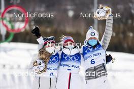 20.02.2022, Beijing, China (CHN): Jessie Diggins (USA), Therese Johaug (NOR), Kerttu Niskanen (FIN), (l-r)  - XXIV. Olympic Winter Games Beijing 2022, cross-country, mass women, Beijing (CHN). www.nordicfocus.com. © Modica/NordicFocus. Every downloaded picture is fee-liable.