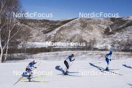 20.02.2022, Beijing, China (CHN): Ebba Andersson (SWE), Delphine Claudel (FRA), Jessie Diggins (USA), Therese Johaug (NOR), (l-r)  - XXIV. Olympic Winter Games Beijing 2022, cross-country, mass women, Beijing (CHN). www.nordicfocus.com. © Thibaut/NordicFocus. Every downloaded picture is fee-liable.