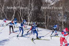 20.02.2022, Beijing, China (CHN): Natalia Nepryaeva (ROC), Novie Mccabe (USA), Cendrine Browne (CAN), Pia Fink (GER), (l-r)  - XXIV. Olympic Winter Games Beijing 2022, cross-country, mass women, Beijing (CHN). www.nordicfocus.com. © Thibaut/NordicFocus. Every downloaded picture is fee-liable.