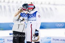 20.02.2022, Beijing, China (CHN): Jessie Diggins (USA), Therese Johaug (NOR), (l-r)  - XXIV. Olympic Winter Games Beijing 2022, cross-country, mass women, Beijing (CHN). www.nordicfocus.com. © Modica/NordicFocus. Every downloaded picture is fee-liable.