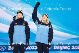 05.02.2022, Beijing, China (CHN): Maja Dahlqvist (SWE), Jonna Sundling (SWE), (l-r)  - XXIV. Olympic Winter Games Beijing 2022, cross-country, medals, Beijing (CHN). www.nordicfocus.com. © Modica/NordicFocus. Every downloaded picture is fee-liable.