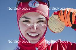 14.02.2022, Beijing, China (CHN): Veronika Stepanova (ROC) - XXIV. Olympic Winter Games Beijing 2022, cross-country, medals, Beijing (CHN). www.nordicfocus.com. © Modica/NordicFocus. Every downloaded picture is fee-liable.