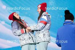 12.02.2022, Beijing, China (CHN): Yulia Stupak (ROC), Natalia Nepryaeva (ROC), (l-r)  - XXIV. Olympic Winter Games Beijing 2022, cross-country, medals, Beijing (CHN). www.nordicfocus.com. © Modica/NordicFocus. Every downloaded picture is fee-liable.