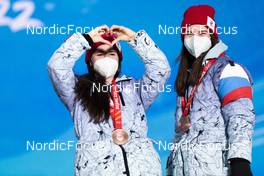 05.02.2022, Beijing, China (CHN): Yulia Stupak (RUS), Natalia Nepryaeva (RUS), (l-r)  - XXIV. Olympic Winter Games Beijing 2022, cross-country, medals, Beijing (CHN). www.nordicfocus.com. © Modica/NordicFocus. Every downloaded picture is fee-liable.