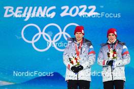 05.02.2022, Beijing, China (CHN): Alexander Bolshunov (RUS), Alexander Terentev (RUS), (l-r)  - XXIV. Olympic Winter Games Beijing 2022, cross-country, medals, Beijing (CHN). www.nordicfocus.com. © Modica/NordicFocus. Every downloaded picture is fee-liable.