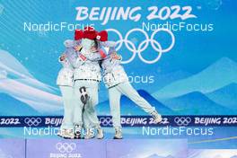 12.02.2022, Beijing, China (CHN): Yulia Stupak (ROC), Natalia Nepryaeva (ROC), Tatiana Sorina (ROC), Veronika Stepanova (ROC), (l-r)  - XXIV. Olympic Winter Games Beijing 2022, cross-country, medals, Beijing (CHN). www.nordicfocus.com. © Modica/NordicFocus. Every downloaded picture is fee-liable.