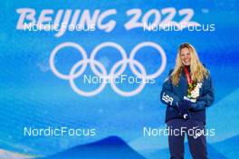 09.02.2022, Beijing, China (CHN): Jessie Diggins (USA) - XXIV. Olympic Winter Games Beijing 2022, cross-country, medals, Beijing (CHN). www.nordicfocus.com. © Modica/NordicFocus. Every downloaded picture is fee-liable.
