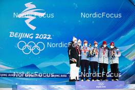 05.02.2022, Beijing, China (CHN): Iivo Niskanen (FIN), Joni Maki (FIN), Erik Valnes (NOR), Johannes Hoesflot Klaebo (NOR), Alexander Bolshunov (RUS), Alexander Terentev (RUS), (l-r)  - XXIV. Olympic Winter Games Beijing 2022, cross-country, medals, Beijing (CHN). www.nordicfocus.com. © Modica/NordicFocus. Every downloaded picture is fee-liable.