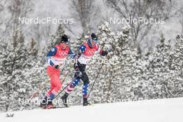 13.02.2022, Beijing, China (CHN): Adam Fellner (CZE), Luke Jager (USA), (l-r)  - XXIV. Olympic Winter Games Beijing 2022, cross-country, 4x10km men, Beijing (CHN). www.nordicfocus.com. © Modica/NordicFocus. Every downloaded picture is fee-liable.