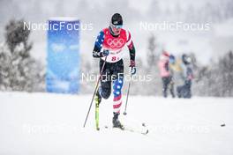 13.02.2022, Beijing, China (CHN): Luke Jager (USA) - XXIV. Olympic Winter Games Beijing 2022, cross-country, 4x10km men, Beijing (CHN). www.nordicfocus.com. © Modica/NordicFocus. Every downloaded picture is fee-liable.