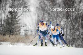 13.02.2022, Beijing, China (CHN): Hans Christer Holund (NOR), Jens Burman (SWE), Clement Parisse (FRA), Perttu Hyvarinen (FIN), Florian Notz (GER), (l-r)  - XXIV. Olympic Winter Games Beijing 2022, cross-country, 4x10km men, Beijing (CHN). www.nordicfocus.com. © Modica/NordicFocus. Every downloaded picture is fee-liable.