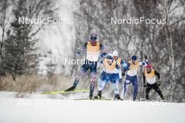 13.02.2022, Beijing, China (CHN): Hans Christer Holund (NOR), Jens Burman (SWE), Clement Parisse (FRA), Perttu Hyvarinen (FIN), Florian Notz (GER), (l-r)  - XXIV. Olympic Winter Games Beijing 2022, cross-country, 4x10km men, Beijing (CHN). www.nordicfocus.com. © Modica/NordicFocus. Every downloaded picture is fee-liable.