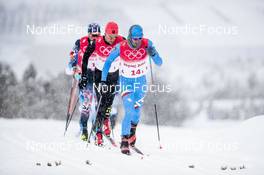13.02.2022, Beijing, China (CHN): Federico Pellegrino (ITA), Janosch Brugger (GER), (l-r)  - XXIV. Olympic Winter Games Beijing 2022, cross-country, 4x10km men, Beijing (CHN). www.nordicfocus.com. © Modica/NordicFocus. Every downloaded picture is fee-liable.