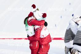 12.02.2022, Beijing, China (CHN): Natalia Nepryaeva (ROC), Yulia Stupak (ROC), (l-r)  - XXIV. Olympic Winter Games Beijing 2022, cross-country, 4x5km women, Beijing (CHN). www.nordicfocus.com. © Modica/NordicFocus. Every downloaded picture is fee-liable.