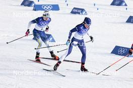 12.02.2022, Beijing, China (CHN): Jonna Sundling (SWE), Krista Parmakoski (FIN), (l-r)  - XXIV. Olympic Winter Games Beijing 2022, cross-country, 4x5km women, Beijing (CHN). www.nordicfocus.com. © Modica/NordicFocus. Every downloaded picture is fee-liable.