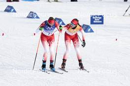 12.02.2022, Beijing, China (CHN): Alina Meier (SUI), Nadja Kaelin (SUI), (l-r)  - XXIV. Olympic Winter Games Beijing 2022, cross-country, 4x5km women, Beijing (CHN). www.nordicfocus.com. © Modica/NordicFocus. Every downloaded picture is fee-liable.