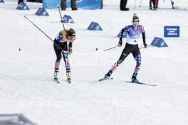 12.02.2022, Beijing, China (CHN): Jessie Diggins (USA), Novie Mccabe (USA), (l-r)  - XXIV. Olympic Winter Games Beijing 2022, cross-country, 4x5km women, Beijing (CHN). www.nordicfocus.com. © Modica/NordicFocus. Every downloaded picture is fee-liable.
