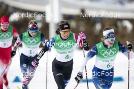 12.02.2022, Beijing, China (CHN): Rosie Brennan (USA), Ebba Andersson (SWE), (l-r)  - XXIV. Olympic Winter Games Beijing 2022, cross-country, 4x5km women, Beijing (CHN). www.nordicfocus.com. © Modica/NordicFocus. Every downloaded picture is fee-liable.