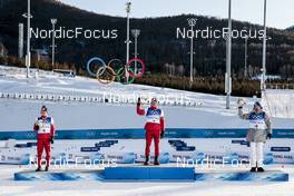 06.02.2022, Beijing, China (CHN): Denis Spitsov (ROC), Alexander Bolshunov (ROC), Iivo Niskanen (FIN), (l-r)  - XXIV. Olympic Winter Games Beijing 2022, cross-country, skiathlon men, Beijing (CHN). www.nordicfocus.com. © Modica/NordicFocus. Every downloaded picture is fee-liable.