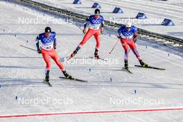 06.02.2022, Beijing, China (CHN): Petr Knop (CZE), Adam Fellner (CZE), Jan Koristek (SVK), (l-r)  - XXIV. Olympic Winter Games Beijing 2022, cross-country, skiathlon men, Beijing (CHN). www.nordicfocus.com. © Modica/NordicFocus. Every downloaded picture is fee-liable.
