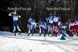 06.02.2022, Beijing, China (CHN): Remi Lindholm (FIN), Calle Halfvarsson (SWE), Iivo Niskanen (FIN), Hans Christer Holund (NOR), Paal Golberg (NOR), (l-r)  - XXIV. Olympic Winter Games Beijing 2022, cross-country, skiathlon men, Beijing (CHN). www.nordicfocus.com. © Modica/NordicFocus. Every downloaded picture is fee-liable.