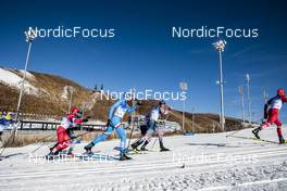 06.02.2022, Beijing, China (CHN): Artem Maltsev (ROC), Francesco De Fabiani (ITA), Johannes Hoesflot Klaebo (NOR), Denis Spitsov (ROC), (l-r)  - XXIV. Olympic Winter Games Beijing 2022, cross-country, skiathlon men, Beijing (CHN). www.nordicfocus.com. © Modica/NordicFocus. Every downloaded picture is fee-liable.