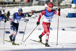 06.02.2022, Beijing, China (CHN): Hans Christer Holund (NOR), Denis Spitsov (ROC), (l-r)  - XXIV. Olympic Winter Games Beijing 2022, cross-country, skiathlon men, Beijing (CHN). www.nordicfocus.com. © Modica/NordicFocus. Every downloaded picture is fee-liable.