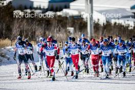 06.02.2022, Beijing, China (CHN): Paal Golberg (NOR), Artem Maltsev (ROC), Michal Novak (CZE), Alexander Bolshunov (ROC), Clement Parisse (FRA), (l-r)  - XXIV. Olympic Winter Games Beijing 2022, cross-country, skiathlon men, Beijing (CHN). www.nordicfocus.com. © Modica/NordicFocus. Every downloaded picture is fee-liable.