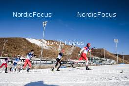 06.02.2022, Beijing, China (CHN): Michal Novak (CZE), Florian Notz (GER), Jonas Baumann (SUI), (l-r)  - XXIV. Olympic Winter Games Beijing 2022, cross-country, skiathlon men, Beijing (CHN). www.nordicfocus.com. © Modica/NordicFocus. Every downloaded picture is fee-liable.