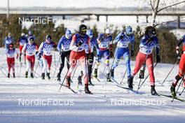 05.02.2022, Beijing, China (CHN): Lydia Hiernickel (SUI), Carola Vila Obiols (AND), Petra Hyncicova (CZE), (l-r)  - XXIV. Olympic Winter Games Beijing 2022, cross-country, skiathlon women, Beijing (CHN). www.nordicfocus.com. © Modica/NordicFocus. Every downloaded picture is fee-liable.