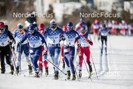 05.02.2022, Beijing, China (CHN): Krista Parmakoski (FIN), Frida Karlsson (SWE), Kerttu Niskanen (FIN), (l-r)  - XXIV. Olympic Winter Games Beijing 2022, cross-country, skiathlon women, Beijing (CHN). www.nordicfocus.com. © Modica/NordicFocus. Every downloaded picture is fee-liable.
