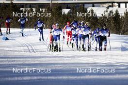 05.02.2022, Beijing, China (CHN): Ebba Andersson (SWE), Therese Johaug (NOR), Rosie Brennan (USA), Krista Parmakoski (FIN), Natalia Nepryaeva (ROC), Kerttu Niskanen (FIN), (l-r)  - XXIV. Olympic Winter Games Beijing 2022, cross-country, skiathlon women, Beijing (CHN). www.nordicfocus.com. © Modica/NordicFocus. Every downloaded picture is fee-liable.