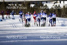 05.02.2022, Beijing, China (CHN): Ebba Andersson (SWE), Therese Johaug (NOR), Rosie Brennan (USA), Krista Parmakoski (FIN), Natalia Nepryaeva (ROC), Kerttu Niskanen (FIN), (l-r)  - XXIV. Olympic Winter Games Beijing 2022, cross-country, skiathlon women, Beijing (CHN). www.nordicfocus.com. © Modica/NordicFocus. Every downloaded picture is fee-liable.