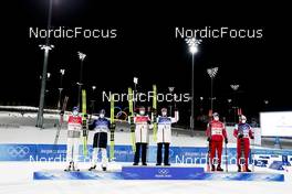 16.02.2022, Beijing, China (CHN): Iivo Niskanen (FIN), Joni Maki (FIN), Erik Valnes (NOR), Johannes Hoesflot Klaebo (NOR), Alexander Bolshunov (RUS), Alexander Terentev (RUS), (l-r)  - XXIV. Olympic Winter Games Beijing 2022, cross-country, team sprint, Beijing (CHN). www.nordicfocus.com. © Modica/NordicFocus. Every downloaded picture is fee-liable.