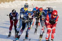 16.02.2022, Beijing, China (CHN): Kerttu Niskanen (FIN), Maiken Caspersen Falla (NOR), Jessie Diggins (USA), (l-r)  - XXIV. Olympic Winter Games Beijing 2022, cross-country, team sprint, Beijing (CHN). www.nordicfocus.com. © Modica/NordicFocus. Every downloaded picture is fee-liable.