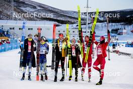 16.02.2022, Beijing, China (CHN): Maja Dahlqvist (SWE), Jonna Sundling (SWE), Yulia Stupak (RUS), Natalia Nepryaeva (RUS), Katharina Hennig (GER), Victoria Carl (GER), (l-r)  - XXIV. Olympic Winter Games Beijing 2022, cross-country, team sprint, Beijing (CHN). www.nordicfocus.com. © Modica/NordicFocus. Every downloaded picture is fee-liable.