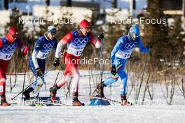 16.02.2022, Beijing, China (CHN): Jovian Hediger (SUI), Federico Pellegrino (ITA), Oskar Svensson (SWE), (l-r)  - XXIV. Olympic Winter Games Beijing 2022, cross-country, team sprint, Beijing (CHN). www.nordicfocus.com. © Modica/NordicFocus. Every downloaded picture is fee-liable.
