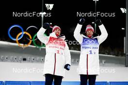 16.02.2022, Beijing, China (CHN): Erik Valnes (NOR), Johannes Hoesflot Klaebo (NOR), (l-r)  - XXIV. Olympic Winter Games Beijing 2022, cross-country, team sprint, Beijing (CHN). www.nordicfocus.com. © Modica/NordicFocus. Every downloaded picture is fee-liable.