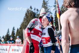 26.03.2022, Zweisimmen-Sparenmoos, Switzerland (SUI): Jovian Hediger (SUI), Nadja Kaelin (SUI), (l-r)  - Swiss Championships cross-country, mass, Zweisimmen-Sparenmoos (SUI). www.nordicfocus.com. © Modica/NordicFocus. Every downloaded picture is fee-liable.