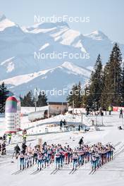 26.03.2022, Zweisimmen-Sparenmoos, Switzerland (SUI): Cedric Steiner (SUI), Jonas Baumann (SUI), Dario Cologna (SUI), Beda Klee (SUI), Cyril Faehndrich (SUI), (l-r)  - Swiss Championships cross-country, mass, Zweisimmen-Sparenmoos (SUI). www.nordicfocus.com. © Modica/NordicFocus. Every downloaded picture is fee-liable.