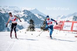 26.03.2022, Zweisimmen-Sparenmoos, Switzerland (SUI): Filippo Gadient (SUI), Gianluca Walpen (SUI), (l-r)  - Swiss Championships cross-country, mass, Zweisimmen-Sparenmoos (SUI). www.nordicfocus.com. © Modica/NordicFocus. Every downloaded picture is fee-liable.