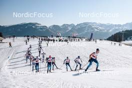 26.03.2022, Zweisimmen-Sparenmoos, Switzerland (SUI): Dario Cologna (SUI), Candide Pralong (SUI), Toni Livers (SUI), Valerio Grond (SUI), (l-r)  - Swiss Championships cross-country, mass, Zweisimmen-Sparenmoos (SUI). www.nordicfocus.com. © Modica/NordicFocus. Every downloaded picture is fee-liable.